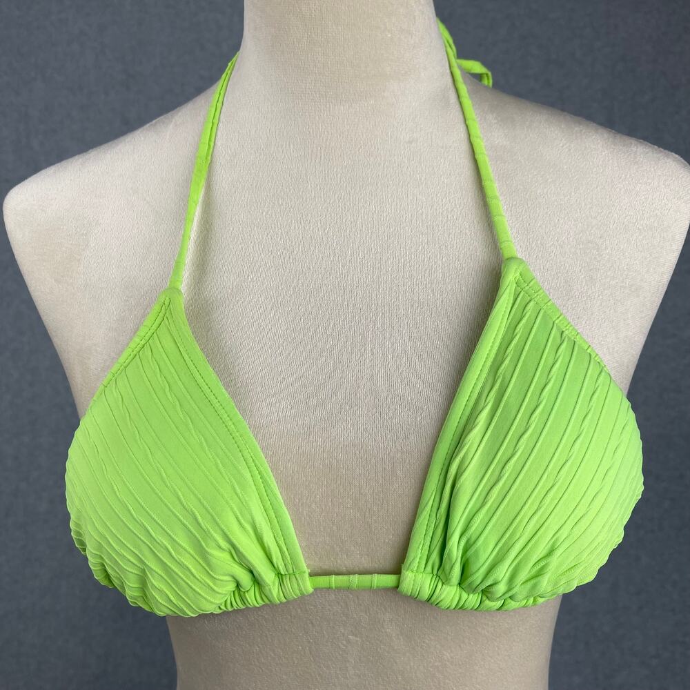 Xhilaration Solid Texture Triangle Green Bikini Top Size XSmall